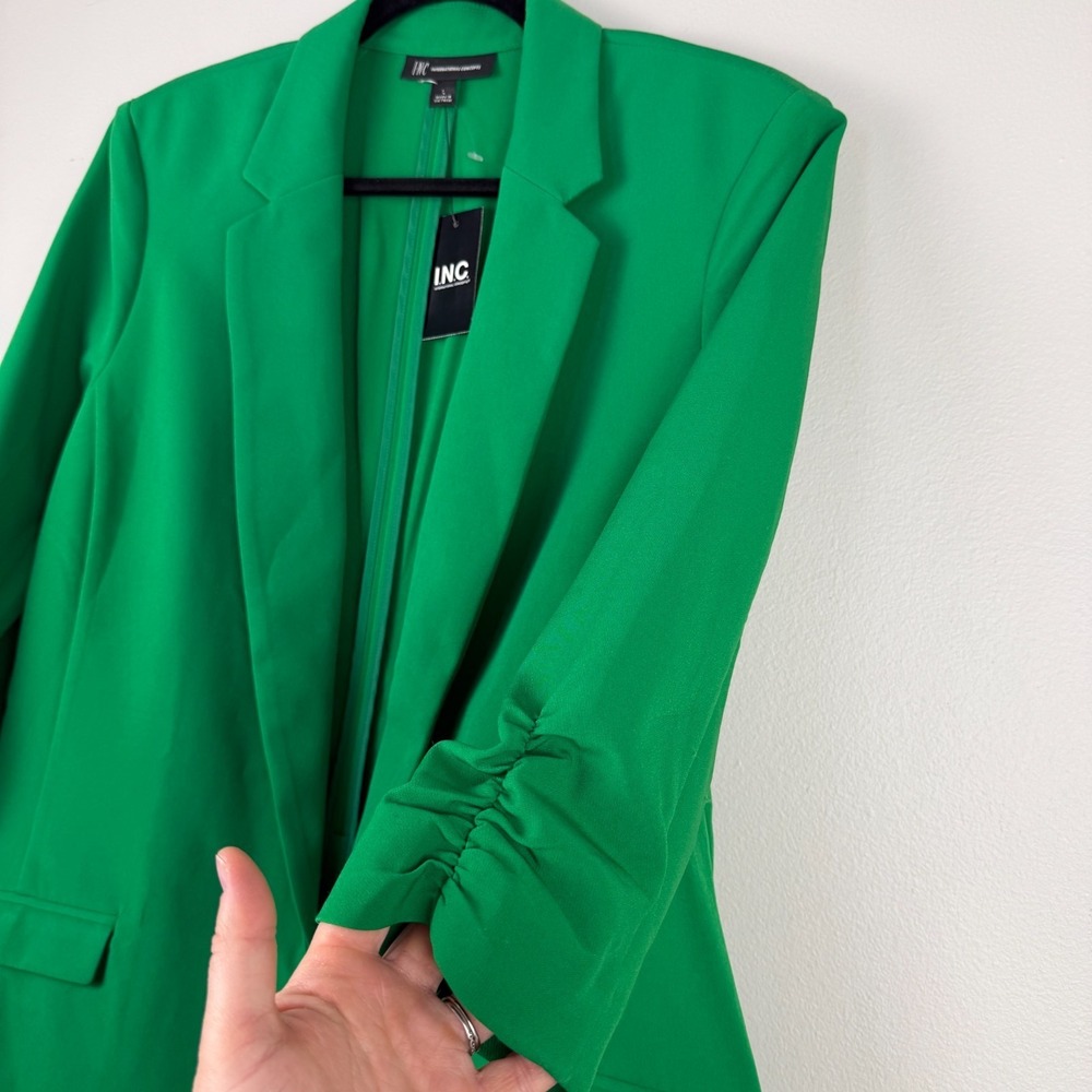 International Concepts Blazer Jacket Womens L Green Classic Notch Lapel Collared - Picture 9 of 16